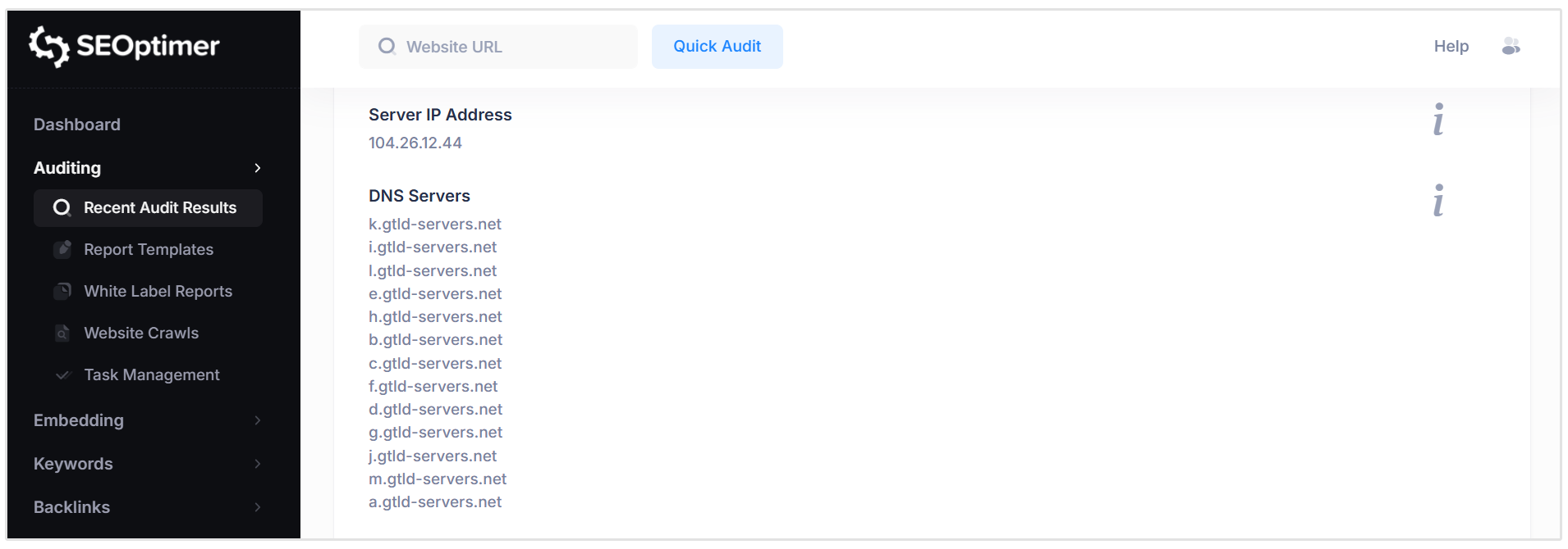 IP do Servidor e DNS